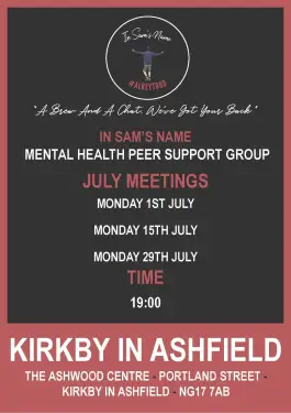 Click Here To Enlarge This Photo Of Ashfield Talk and Support Meeting Dates in July 2024