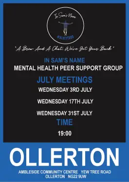 Click Here To Enlarge This Photo Of Ollerton Talk and Support Meeting Dates in July 2024