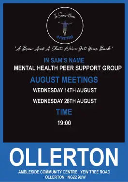 Click Here To Enlarge This Photo Of Ollerton Talk and Support Meeting Dates in August 2024