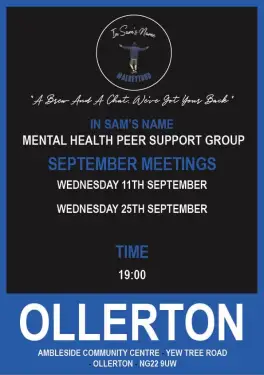 Click Here To Enlarge This Photo Of Ollerton Talk and Support Meeting Dates in September 2024