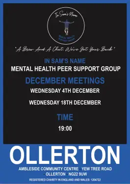 Click Here To Enlarge This Photo Of Ollerton Talk and Support Meeting Dates in December 2024