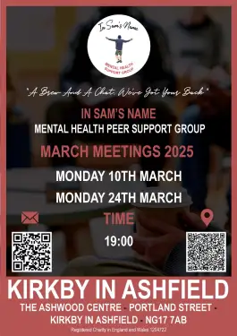 Click Here To Enlarge This Photo Of Ashfield Talk and Support Meeting Dates in March 2025