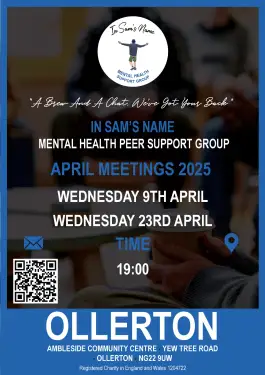 Click Here To Enlarge This Photo Of Ollerton Talk and Support Meeting Dates in April 2025