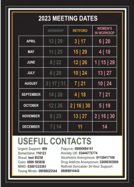 Click Here To Enlarge This Photo Of Worksop & Retford Meeting Dates 2023