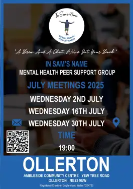 Click Here To Enlarge This Photo Of Ollerton Talk and Support Meeting Dates in July 2025