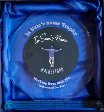 Click Here To Enlarge This Photo Of In Sam's Name Worksop Boys Club JFC Award