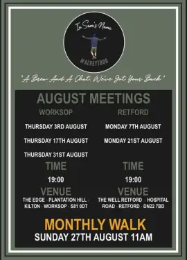 Click Here To Enlarge This Photo Of Bassetlaw Talk and Support Meeting Dates August 2023