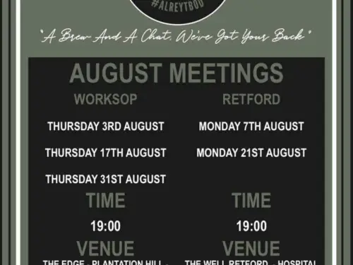Bassetlaw Talk and Support Meeting Dates August 2023