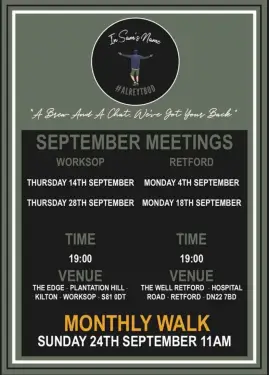 Click Here To Enlarge This Photo Of Bassetlaw Talk and Support Meeting Dates September 2023