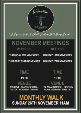 Click Here To Enlarge This Photo Of Bassetlaw Talk and Support Meeting Dates November 2023
